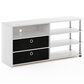 HOMLUX 46.6" Simple Design TV Stand with Bins in White Oak, Stainless Steel and Black, , large