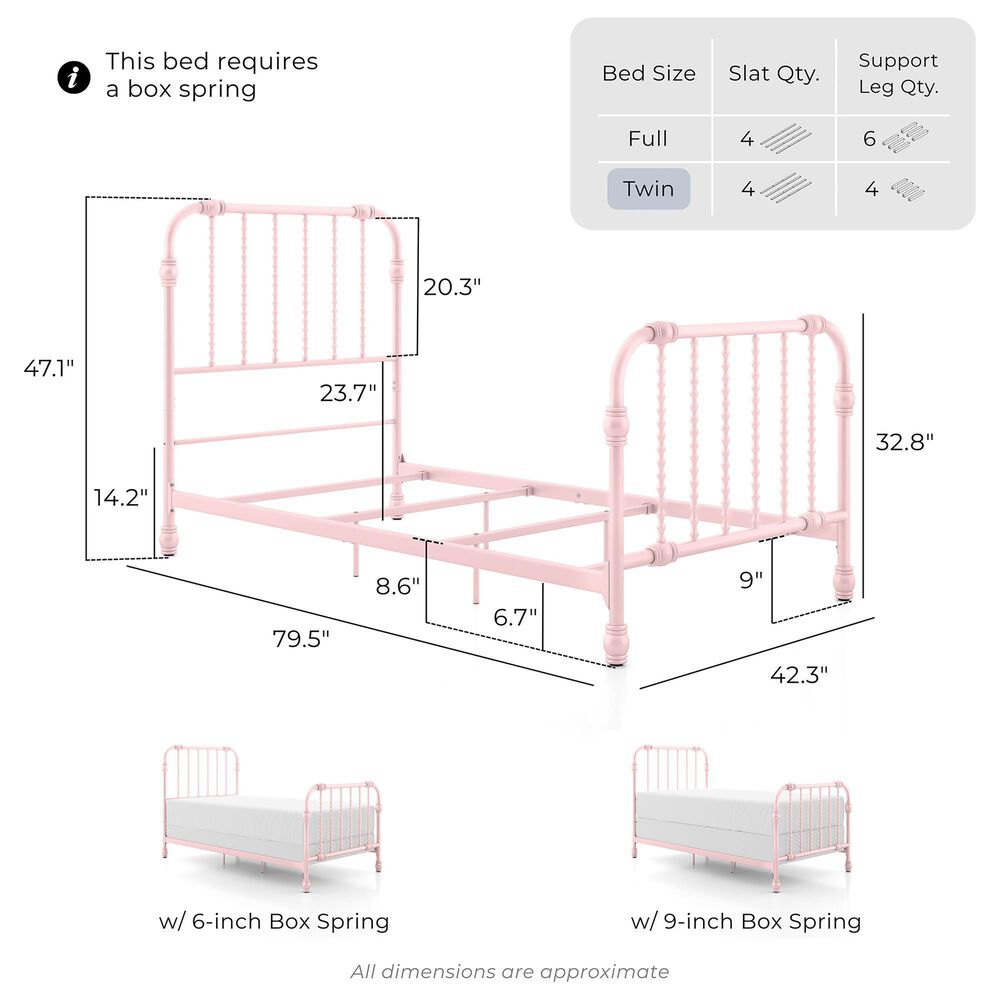 Furniture of America Wren Twin Spindle Kids Bed in Pink, , large