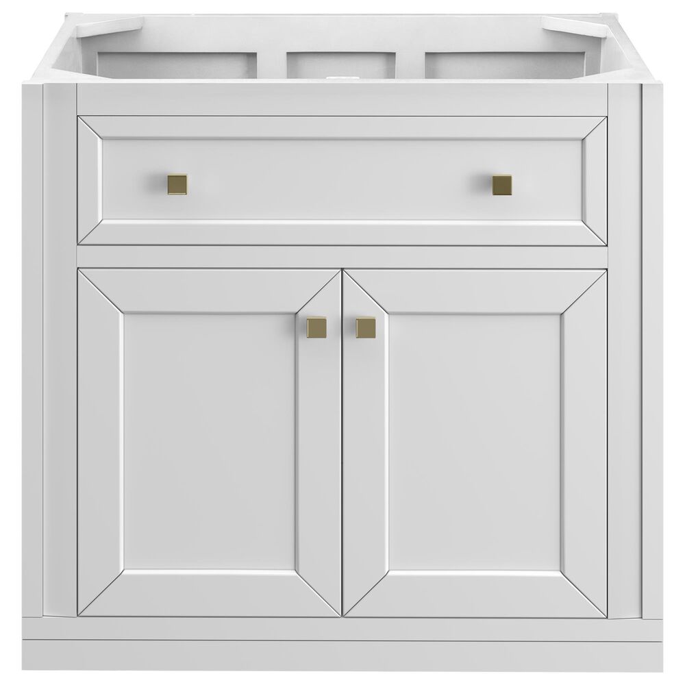 James Martin Vanities Chicago 30&quot; Single Bathroom Vanity in Glossy White with 3 cm Lime Delight Quartz Top and Rectangular Sink, , large