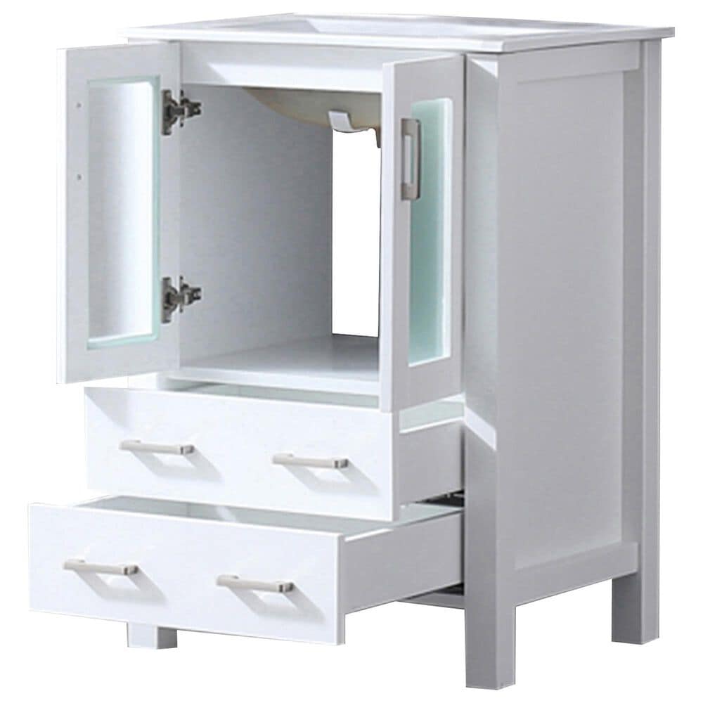 Lexora Home Volez 24&quot; Single Bathroom Vanity in White with 2 cm White Ceramic Top and Rectangular Sink, , large
