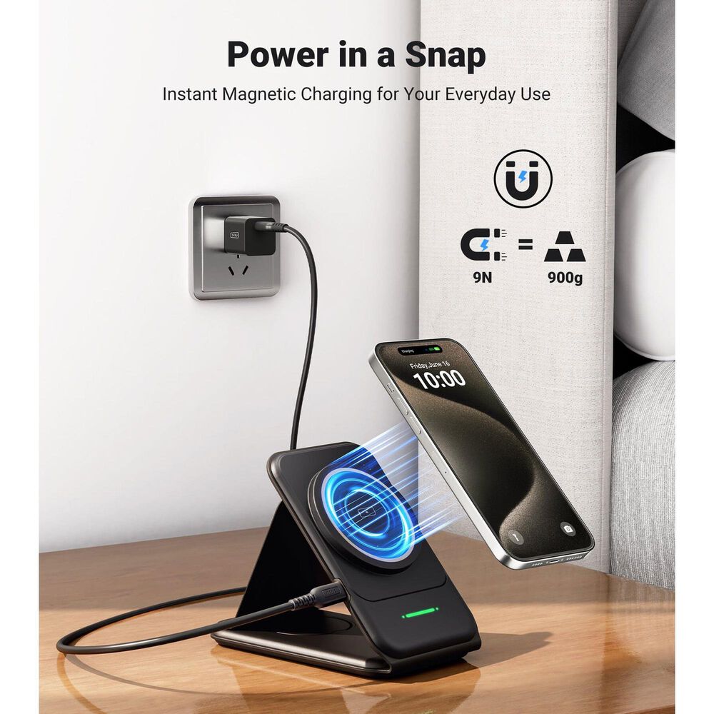 Homcozy SnapGo 3-in-1 Wireless Charger in Black, , large