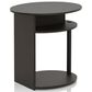 HOMLUX Oval End Table with Bookshelf in Walnut and Black, , large