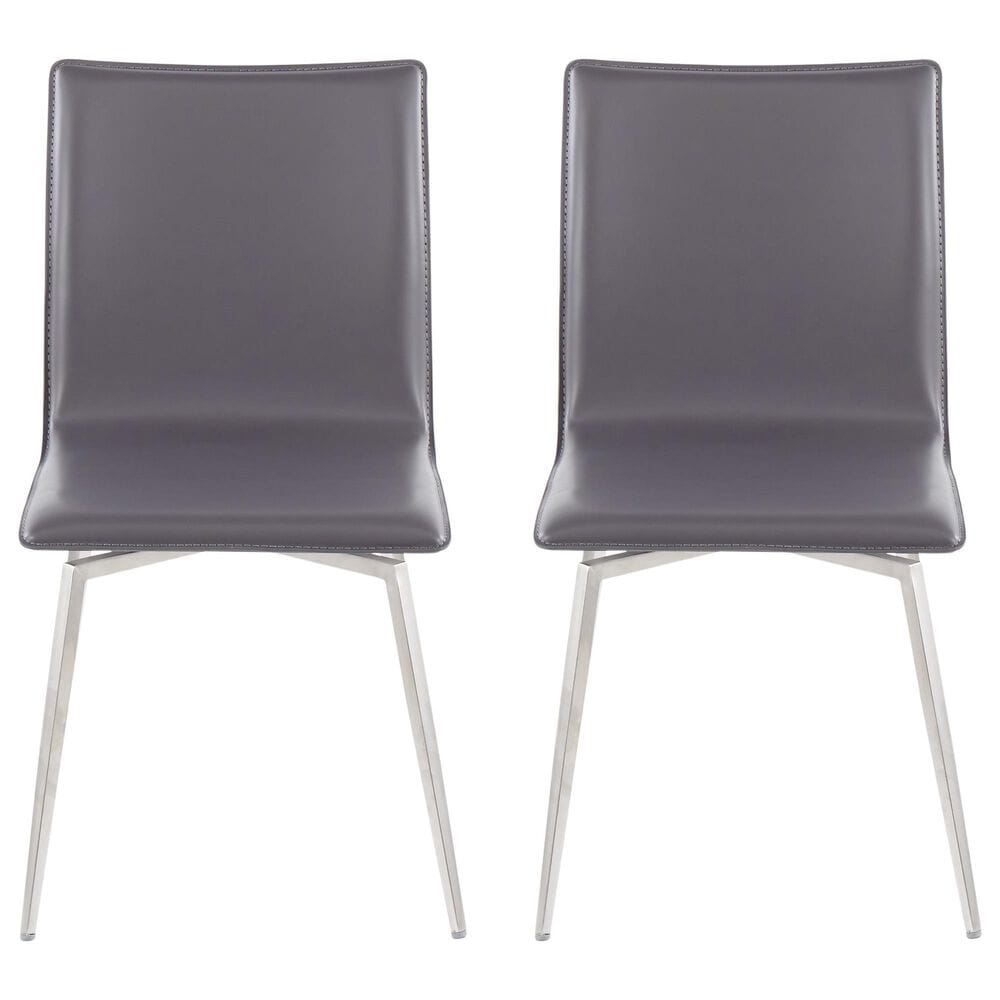 Lumisource Mason Swivel Side Chair with Grey Upholstered in Brushed Stainless Steel (Set of 2), , large