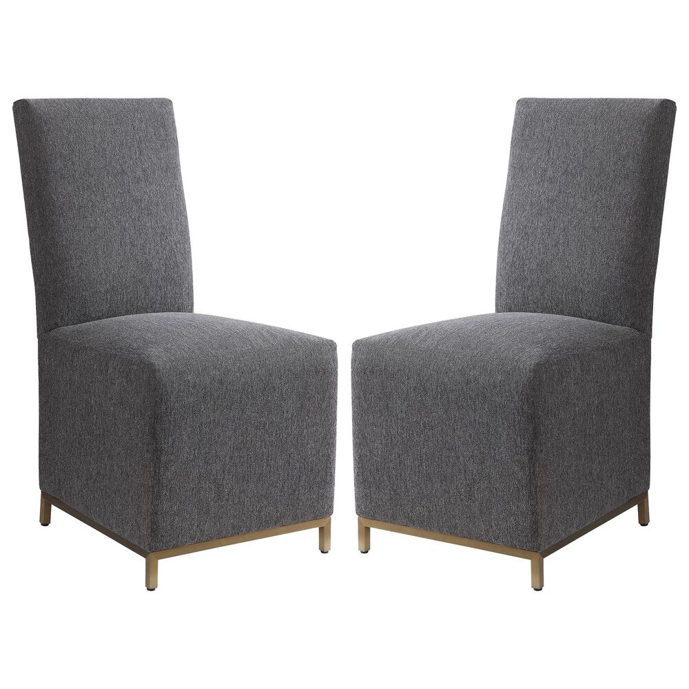 Uttermost Gerard Armless Chair in Brushed Brass and Gold (Set of 2), , large