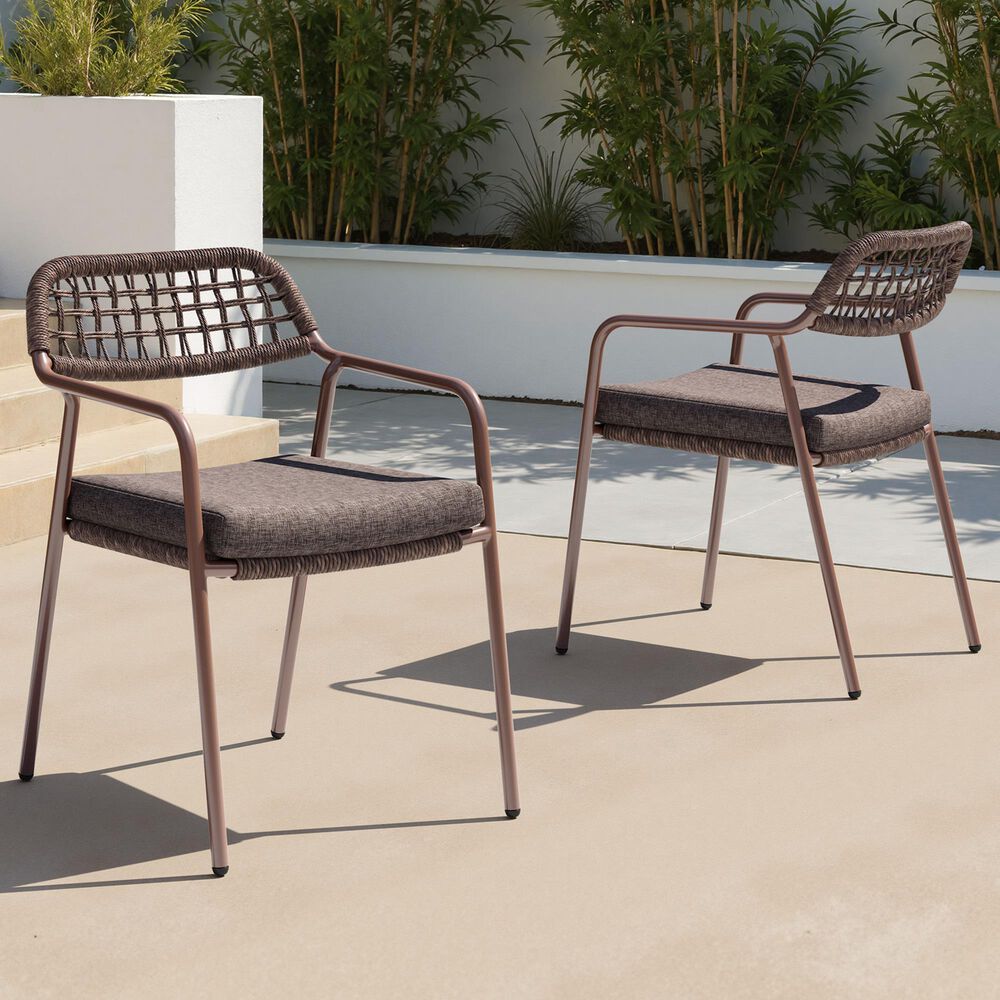 Zuo Modern Rio Outdoor Dining Chair in Brown (Set of 2), , large