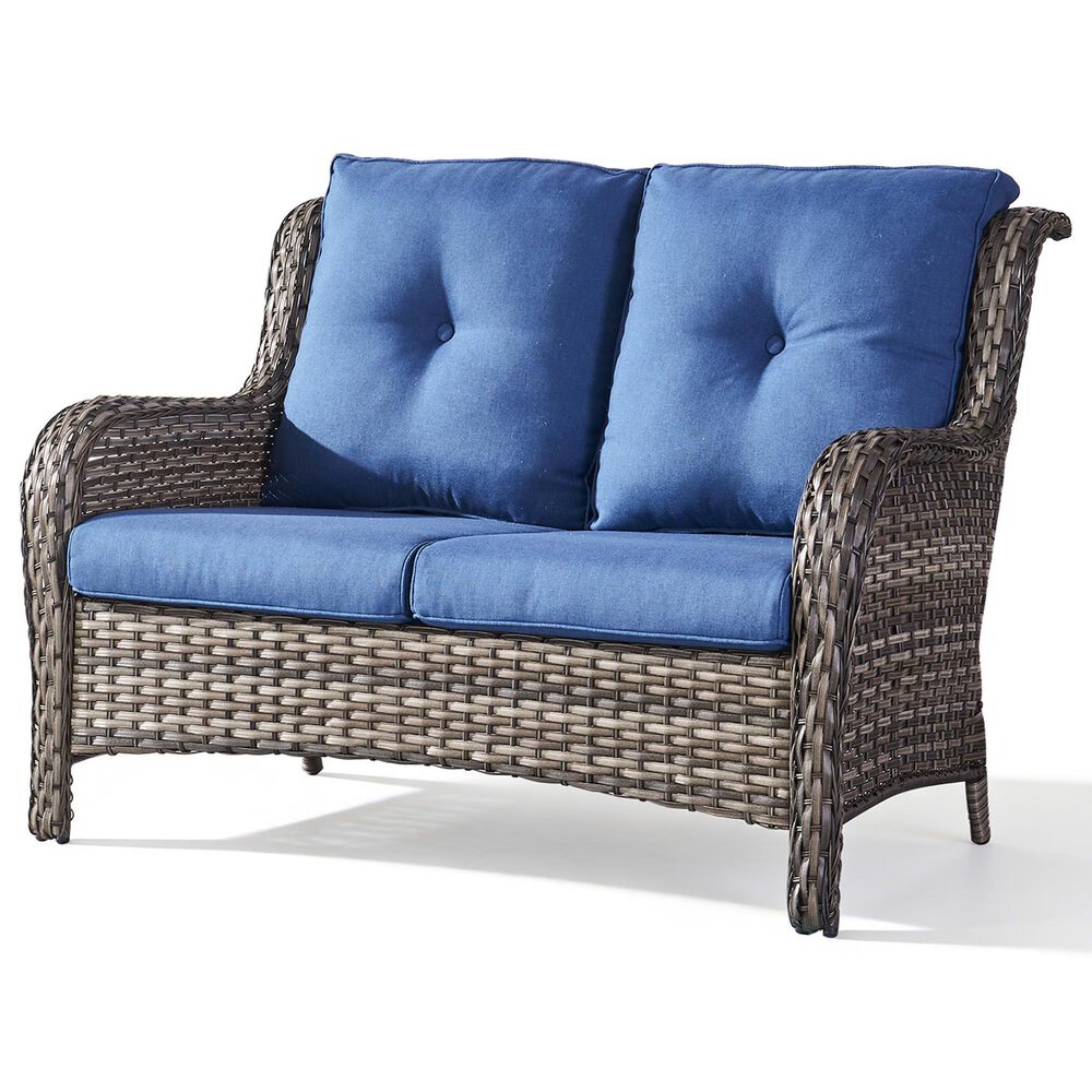 Sunwell Garden Patio Loveseat with Gray Frame in Navy, , large