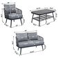 Hearth and Haven 4-Piece Patio Conversation Set with Gray Cushion in Black, , large