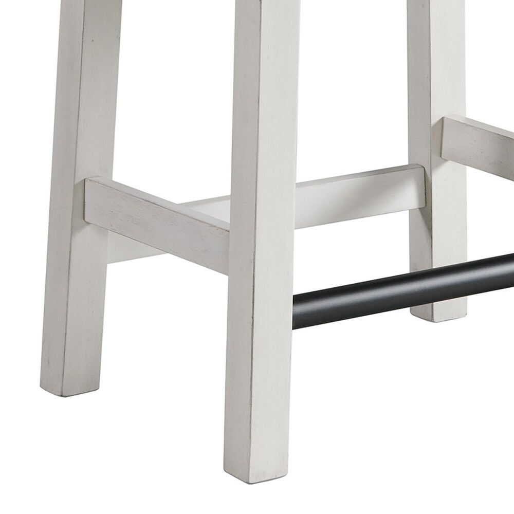 Hawthorne Furniture Drake Backless Stool with Gray Cushion in Rustic White, , large