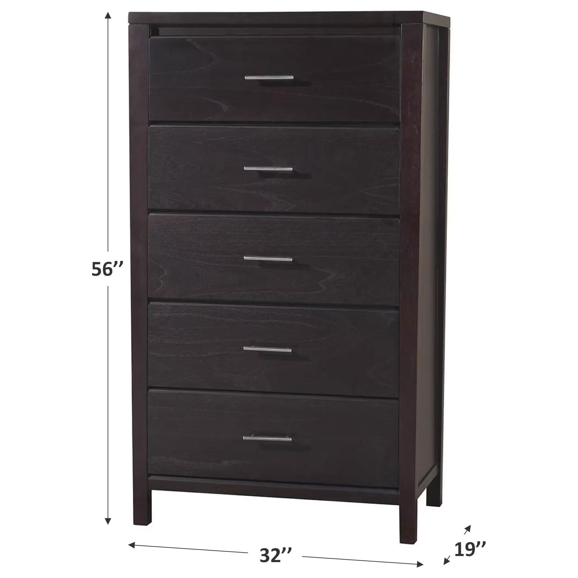 Living Essentials Nevis 5 Drawer Chest in Espresso | Nebraska