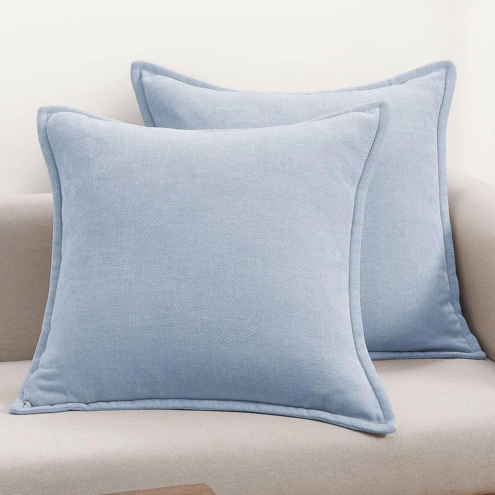 BCP Home 20" x 20" Chenille Throw Pillow in Cashmere Blue (Set of 2), , large