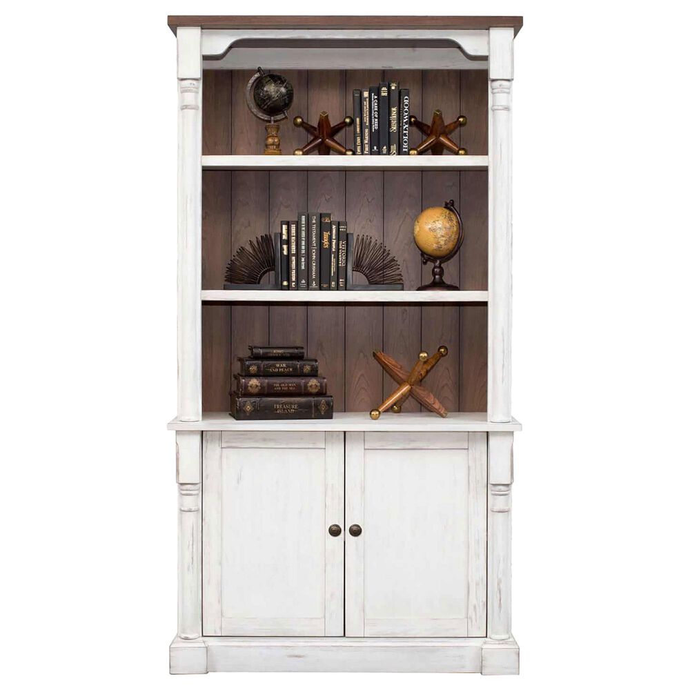 Wycliff Bay Durham 3-Shelf Adjustable Bookcase in Weathered White and Cherry, , large