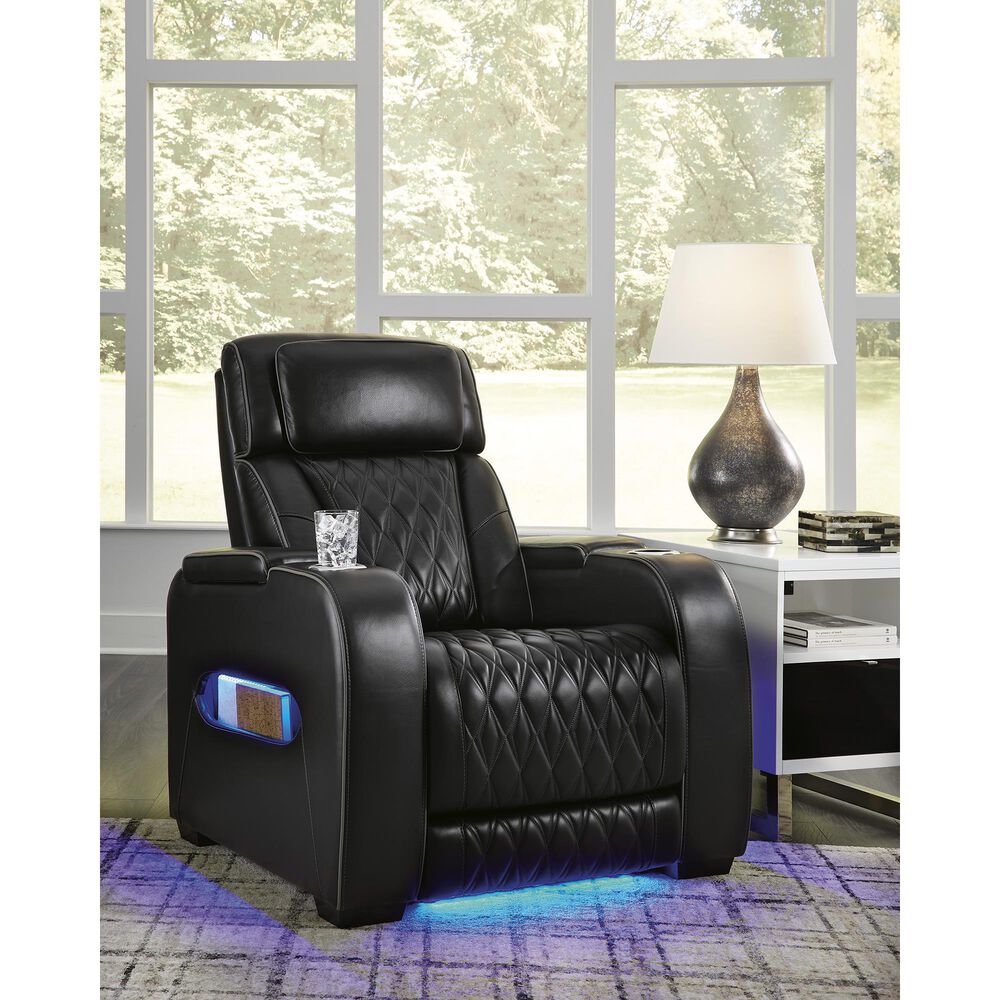 Ashley Boyington Leather Power Recliner in Black, , large