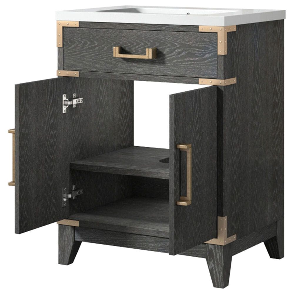 Lexora Home Laurel 20&quot; Single Bathroom Vanity in Black Oak with White Acrylic Top and Rectangular Sink, , large