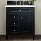 James Martin Vanities Brittany 30" Single Bathroom Vanity in Black Onyx with 3 cm Lime Delight Quartz Top and Rectangular Sink, , large