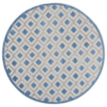Nourison Aloha ALH26 5"3" Round Blue and Grey Indoor/Outdoor Area Rug, , large