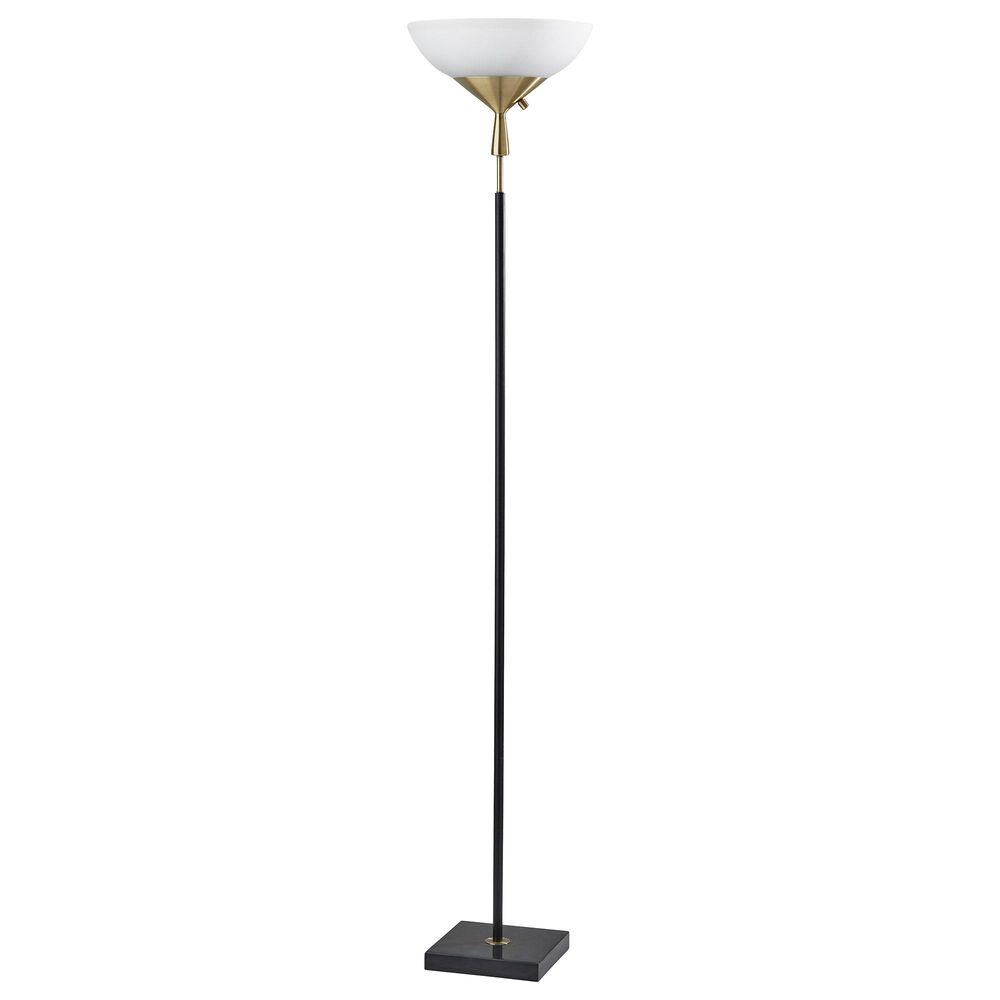 Adesso Noah Torchiere in Black and Antique Brass, , large