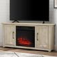 Crosley Furniture Camden 48" Corner TV Stand with Fireplace in Frosted Oak, , large