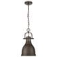 Golden Lighting Duncan 1-Light Small Pendant with Chain in Rubbed Bronze, , large