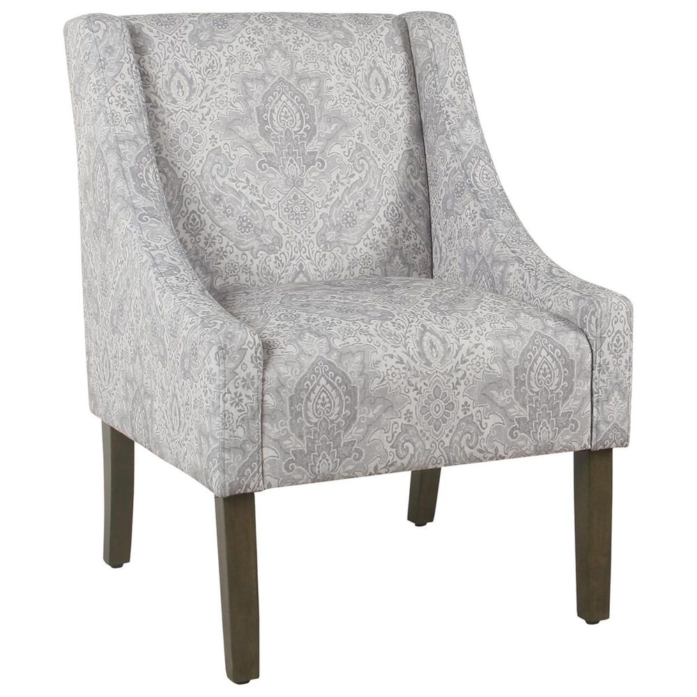 Kinfine Modern Swoop Arm Chair in Gray Damask, , large