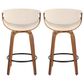 LumiSource Symphony 26" Swivel Counter Stool with Cream Upholstery in Walnut and Black (Set of 2), , large