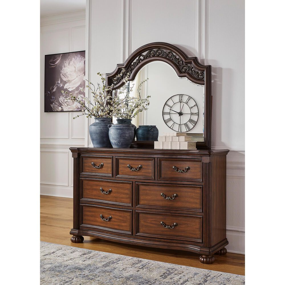 Ashley Lavinton 7-Drawer Dresser in Cherry Brown, , large