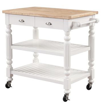 Linden Boulevard Barnaby Portable 2 Shelf Kitchen Cart in White, , large