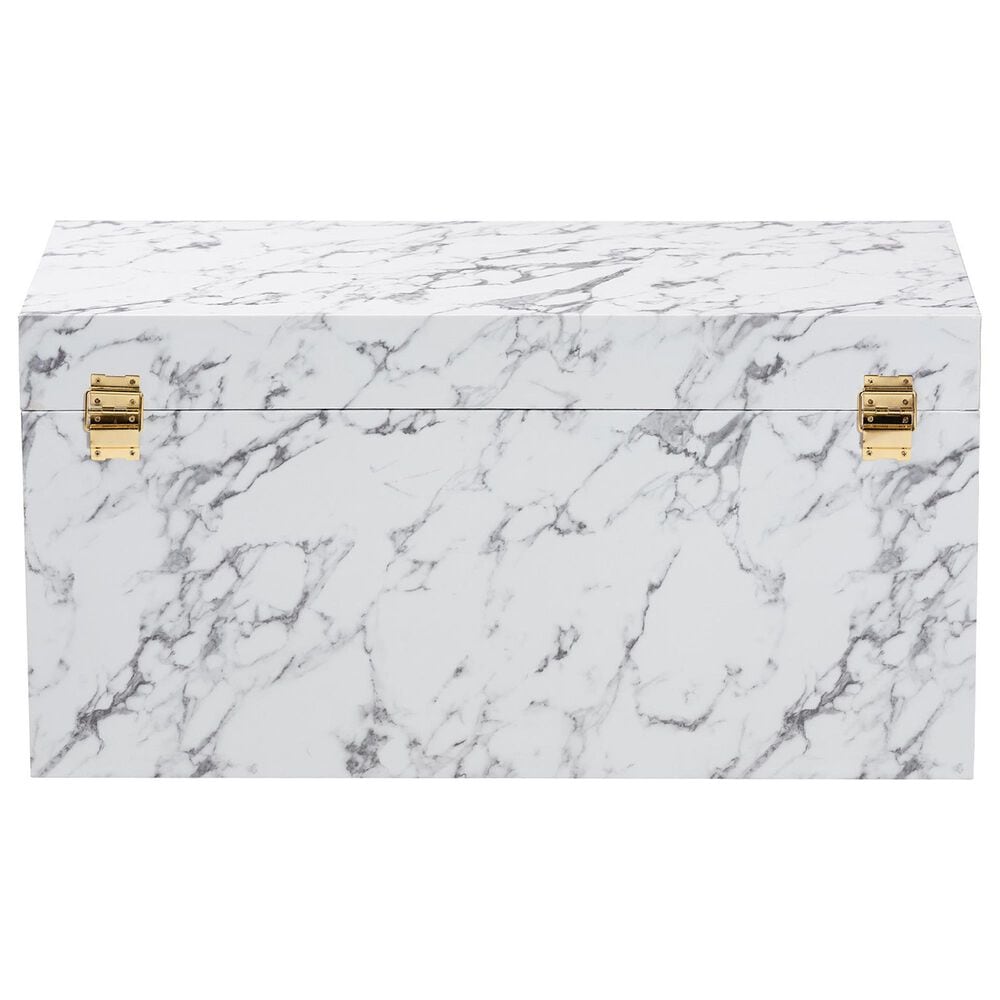 Baxton Studio Brenta Lift-Top Storage Trunk in White and Grey, , large