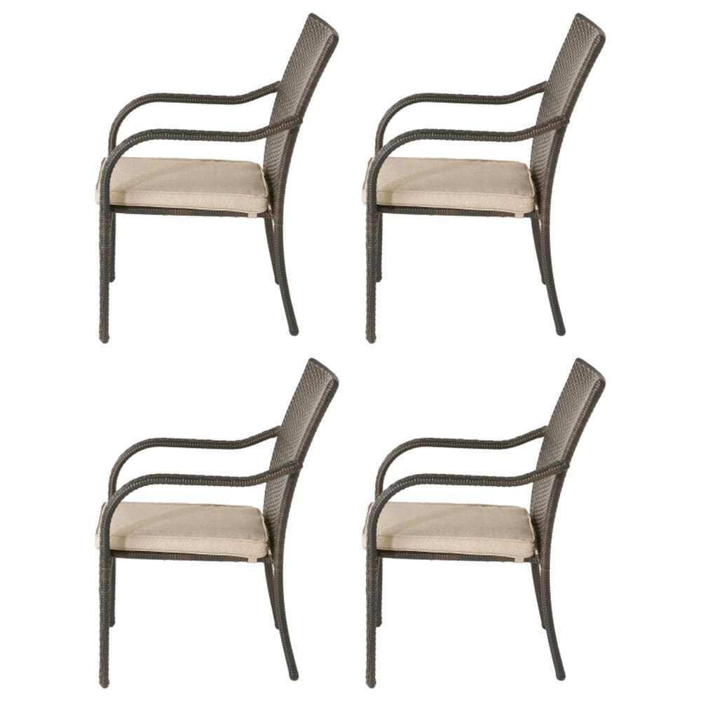 Hearth and Haven Patio Wicker Dining Chair in Brown &#40;Set of 4&#41;, , large