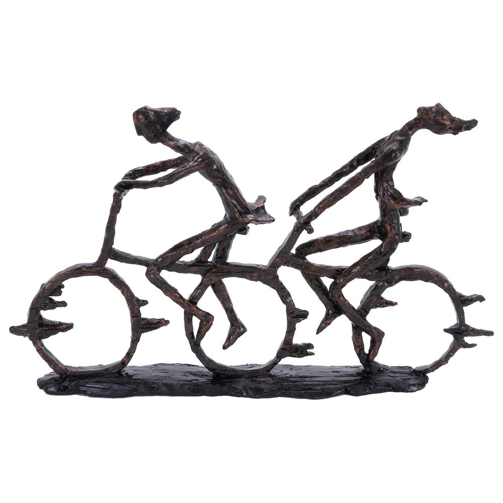 Maple and Jade 13" x 21" Cycling Pair Sculpture in Brass, , large