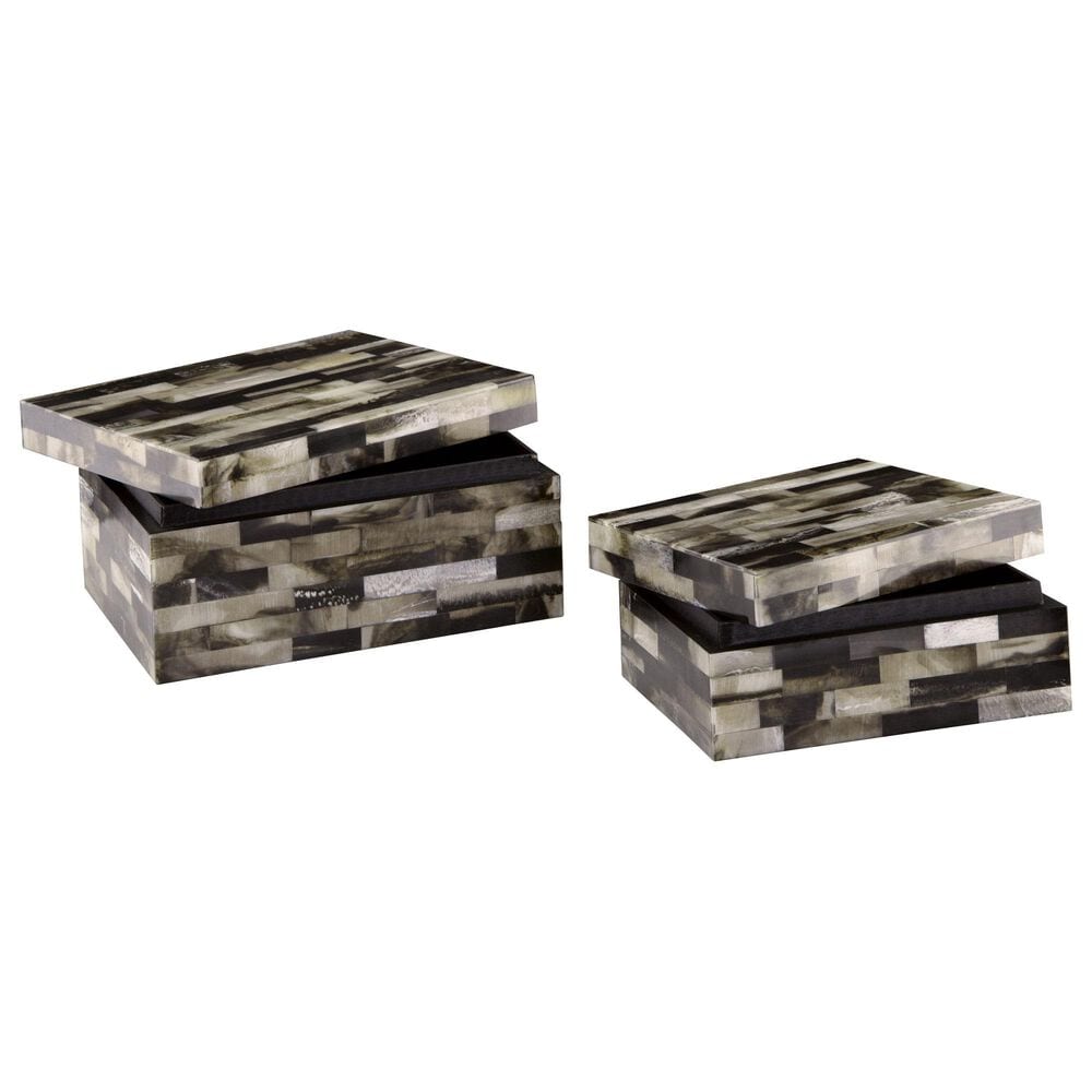 Ashley Ellford Decorative Box in Black, Brown and Cream &#40;Set of 2&#41;, , large