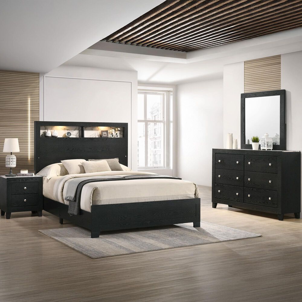 Crown Mark Candence 6-Drawer Dresser and Mirror in Black, , large