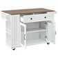 HOMLUX 54" Mobile Kitchen Island with Glass Door Storage in Walnut and White, , large