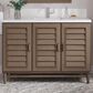 James Martin Vanities Portland 48" Single Bathroom Vanity in Whitewashed Walnut with Single Hole 3 cm White Zeus Quartz Top and Rectangular Sink, , large