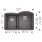 Blanco Diamond 32" 1-3/4 Reverse Double Bowl Kitchen Sink with Low Divide in Cinder, , large