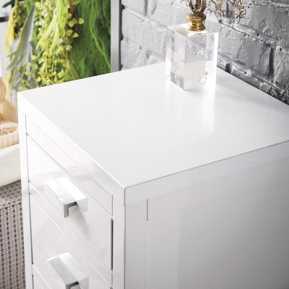 James Martin Vanities Addison 15&quot; Base Cabinet in Glossy White with 3 cm White Zeus Quartz Top, , large