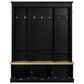 HOMLUX 9-Hook Hall Tree with 3-Cabinet in Black and Natural, , large