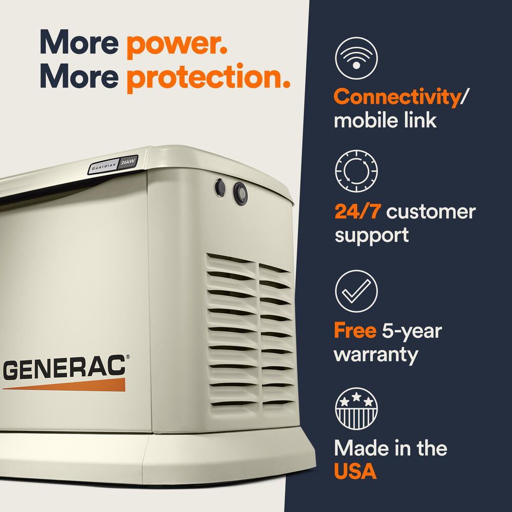 Generac 26KW Air-Cooled Standby Generator, , large