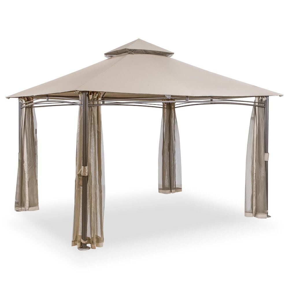 Furniture of America Elia 13" x 10" Patio Gazebo Around Netting in Brown, , large