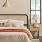 Walker Edison Neru King Platform Bed with Curved Rattan Headboard in Black, , large