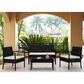 Dayton Noli 4-Piece Patio Conversation Set with Cream Cushion in Black, , large