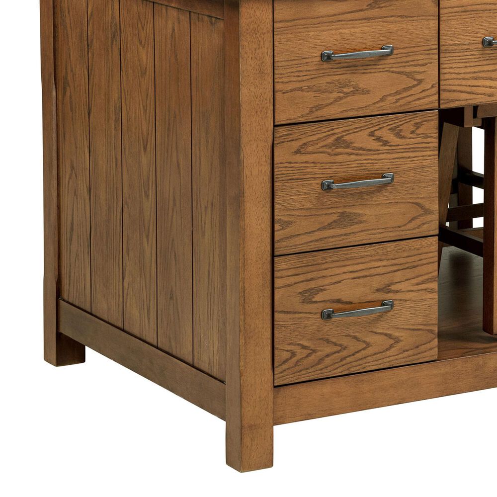 Pacific Landing Mayfair 3-Piece Kitchen Island with Extension Table in Dark Oak, , large