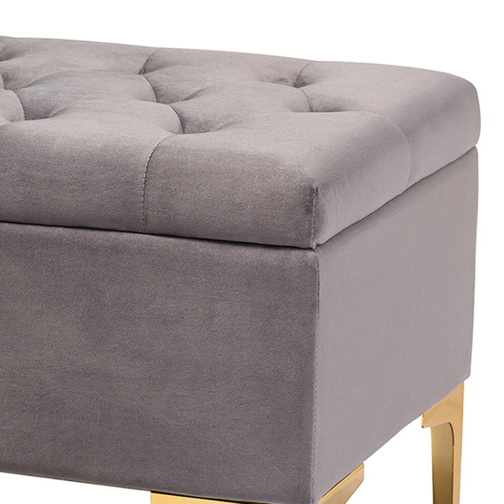 Baxton Studio Valere Storage Ottoman in Grey, , large