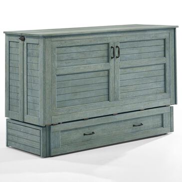 New Day Furniture Poppy Queen Murphy Cabinet Bed with Mattress in Antique Blue, , large
