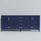 Lexora Home Jacques 84" Double Bathroom Vanity in Navy Blue with 2 cm White Cultured Marble Top and Rectangular Sinks, , large