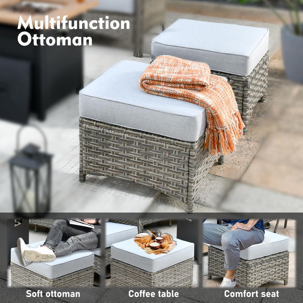 HOMLUX 6-Piece Patio Conversation Set with Coffee Table in Light Grey, , large