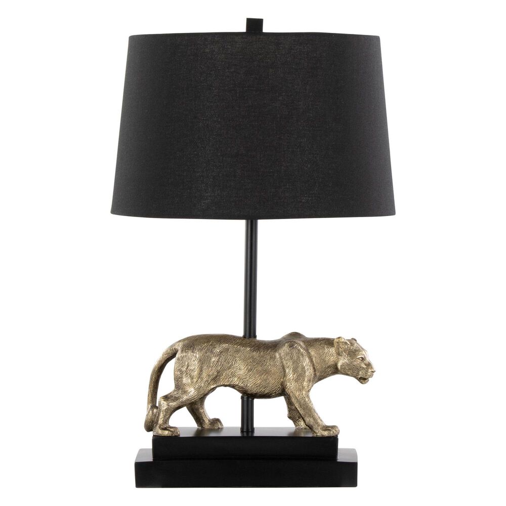 Grandview Gallery Panther Polyresin Table Lamp in Black and Gold, , large