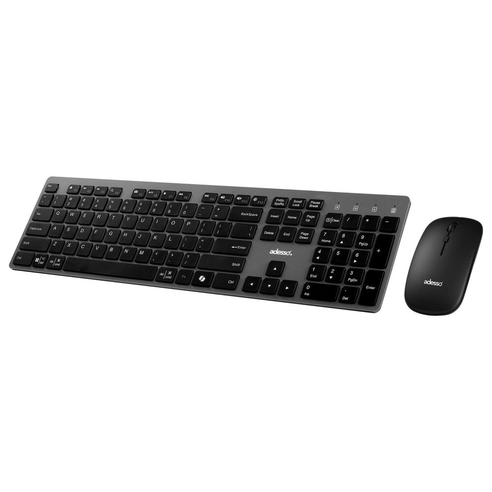 Adesso Wireless Scissor Switch Desktop Copilot Keyboard and Mouse Combo in Black and Grey, , large