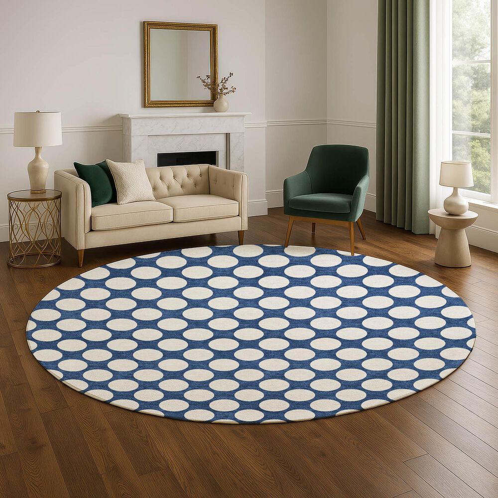 Dalyn Rug Company The Reserve TR13 Navy 8&#39; Round Indoor/Outdoor Area Rug, , large