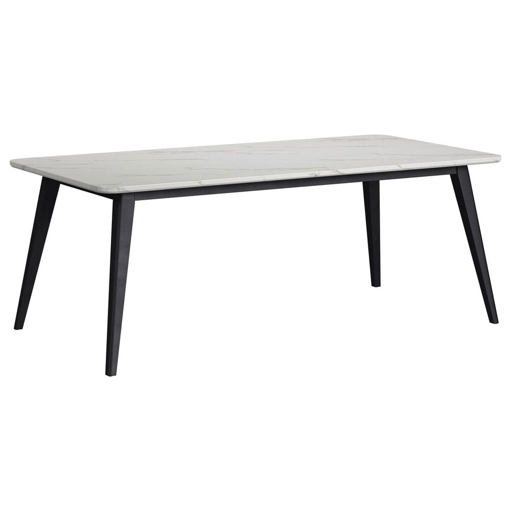 Mayberry Hill Marlene Dining Table with Faux Marble Top in White and Black - Table Only, , large