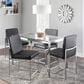 Lumisource Fuji Side Chair with Black Faux Leather Cushion in Brushed Stainless Steel (Set of 2), , large